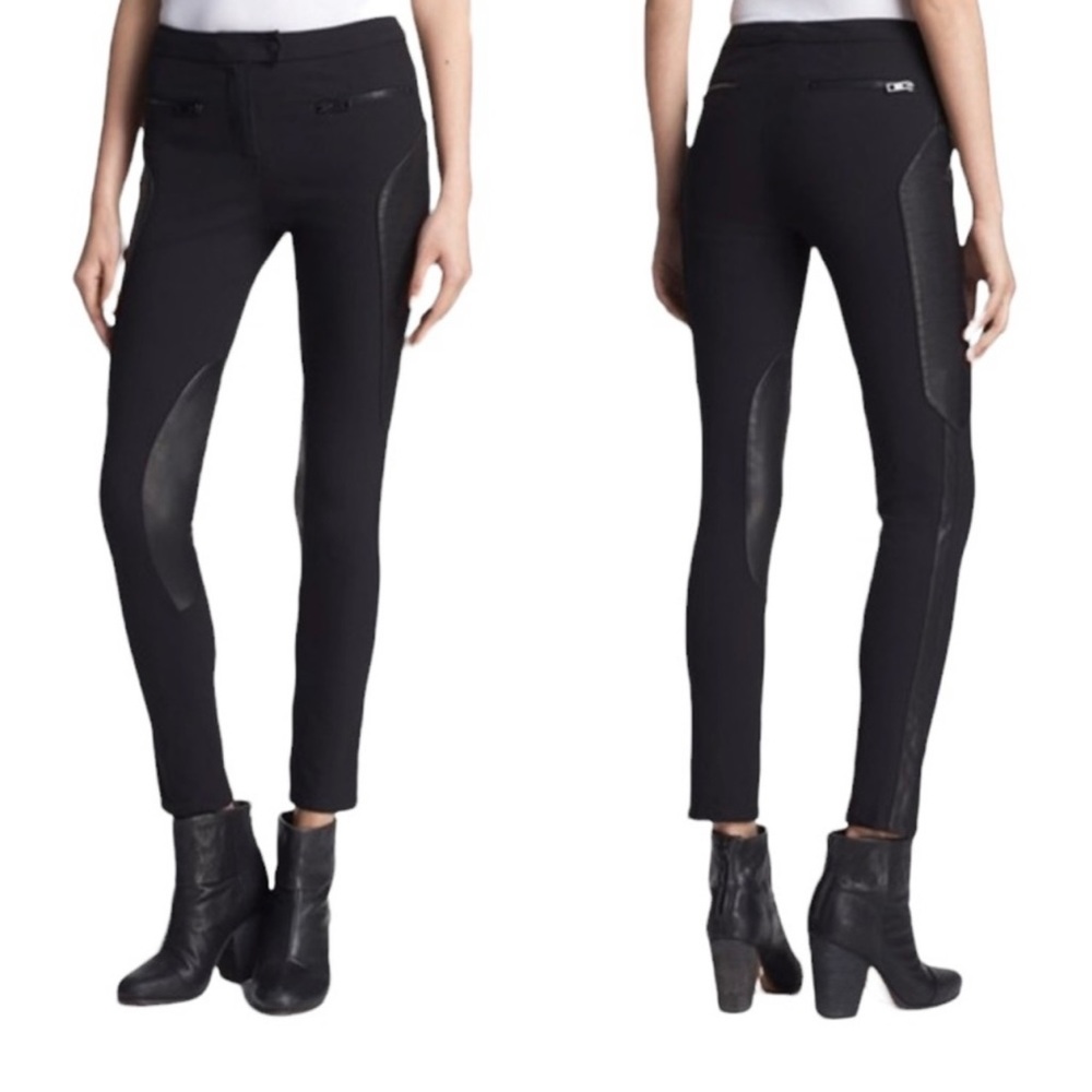 Rag and Bone Ilford Leather Panel Skinny Pants Size 12